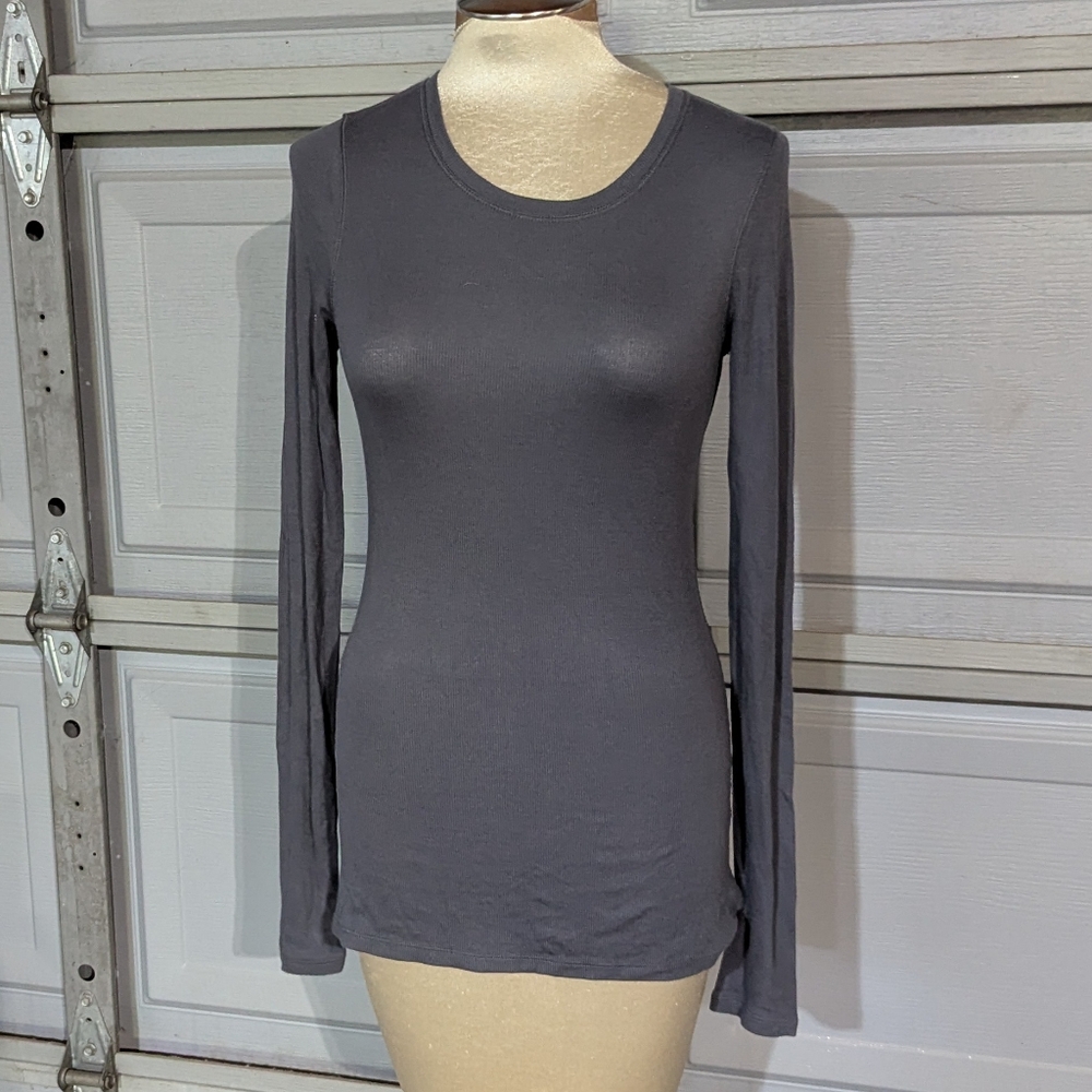 BCBG MAX AZRIA skinny ribbed long sleeve tee XS S tall